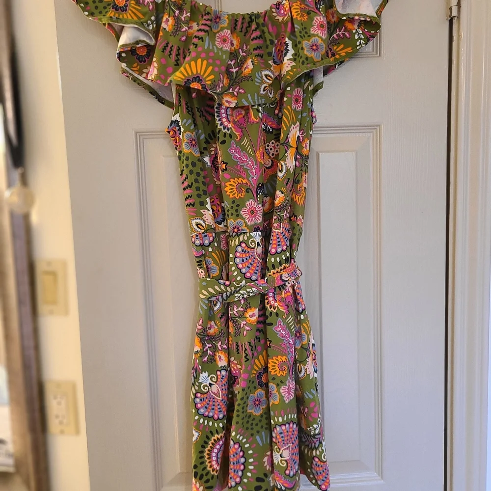 Boden Ruffle Neck Off-Shoulder Romper - Picture 3 of 4
